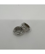 Lot 2 Brighton White Clear Glitter Crystal Spacer Bead Slide Charm Silve... - $459.38 MXN