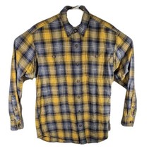 Duluth Flannel Shirt Mens Medium Yellow and Blue Button Up Long Sleeve - £27.92 GBP