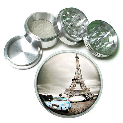 Vintage Poster D34 Aluminum Herb Grinder 63mm 4 Piece Eiffel Tower Blue Car
