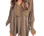 Women Ladies Casual Trendy Winter Brown Long Sleeve Button Up Oversized ... - £44.09 GBP
