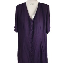 Dear Apparel Vintage Dress Purple Button front tie back retro rayon XL USA - £23.29 GBP