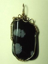 Snowflake Obsidian Pendant Wire Wrapped 14/20 Gold Filled by Jemel  - £25.80 GBP