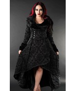 Black Evil Queen Brocade Gothic Victorian Winter Long Corset-Back Steamp... - £139.78 GBP