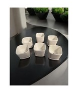 6 White Mini Ceramic Pottery Planters Square Pots w/ trays Plants Bonsai... - $360.59 MXN