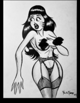 Sexy Femme Fatale Archie Comics Styled Drawing By Frank Forte - $93.50