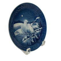 Georg Jensen Christmas Plate Snow Doves In Blue And White Vintage 1972 - £14.40 GBP