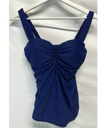 Athena Rich Navy Blue Swim Tankini Top Bathing Suit Ruched, Lined Adj St... - $21.75