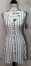 Iz Byer A Line Dress Women Small White Striped Polyester Sleeveless Button Front - £21.73 GBP