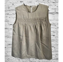 Vintage Shannon McLean Top Sleeveless Pinched Front Beige Color Silk - Med - $19.79