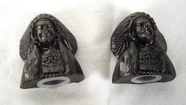  Vintage Oklahoma Indian Chief Metal Salt and Pepper Shakers Made Japan 2&quot; - £11.84 GBP