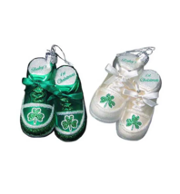 Kurt Adler Noble Gems Set Of 2 Irish Baby Shoes 1st Xmas Glass Ornaments NB0828 - £23.44 GBP