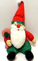 Vintage Santa Claus Puffy Nylon Plush Stuffed with Candy Cane Googly Eyes 18&quot; - £13.22 GBP