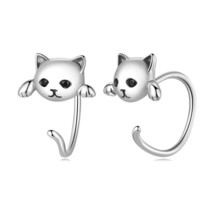 Genuine 925 Sterling Silver Minimalist Cute Tail Stud Earrings for Women Animal  - £19.99 GBP