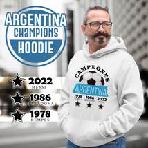 Argentina Three Time Champions FIFA World Cup 1978 1986 2022 White Hoodie  - £36.16 GBP+