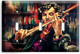 Sherlock Holmes Violin Benedict Cumberbatch Triple Light Switch Cover Art Decor - £13.41 GBP