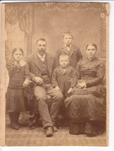 Antique Photograph-Family Group Picture-Mom Dad Kids-5.5x4&quot;-Sepia-Faded-Vtg - £19.04 GBP