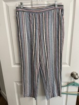 Chicos Pants Womens 00 XS Striped Pink Pull On Relaxed Elastic High Rise 30x27 - £11.06 GBP