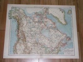 1912 Original Antique Map Of Canada British North America Greenland Alaska - £21.99 GBP