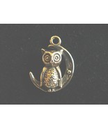 Owl &amp; Crescent Moon Sterling Silver Pendant - £11.95 GBP
