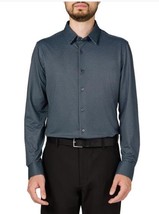 Infinity Mens Shirt Gray Button-Up Stretch Point Collar Textured Lightwe... - $39.99