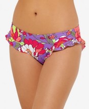 Hula Honey Purple Multi Impressionist Ruffled Bikini Swim Bottoms, Us Small - £10.36 GBP