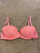 Victoria&#39;s Secret PINK Bra 32B Pink Date Push Up Padded Underwire Balconette - £11.64 GBP