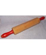 Vintage Kitchen Baking Wooden Red Handles Rolling Pin C - £9.51 GBP