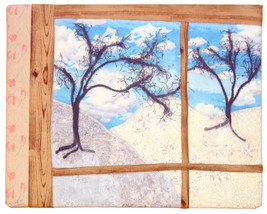 Winter from the Window: Quilted Art Wall Hanging - $340.00