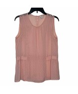 J.Crew Women&#39;s Tank Top Semi Sheer Polka Dot Peplum Lightweight  Pink Si... - $14.54