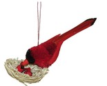 Kurt Adler Oversized Sisal Cardinal with Nest and Chicks Christmas Ornam... - £12.27 GBP