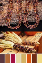 extra-long boho friendship bracelets/necklaces, red, brown, orange seed beads - £35.25 GBP