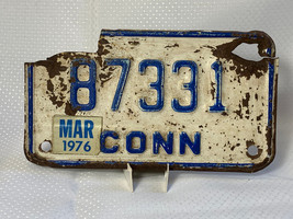 March 1976 Vtg Blue &amp; White Metal Motorcycle License Plate Tag Connecticut - $29.95