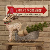 Santa&#39;s Workshop Open Til Christmas Metal Sign 28 x 6 x .25in - Free Shipping - £27.95 GBP
