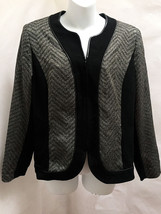 Lafayette 148 P14 Jacket Black Gray Herringbone Tweed Zip Up - £29.65 GBP