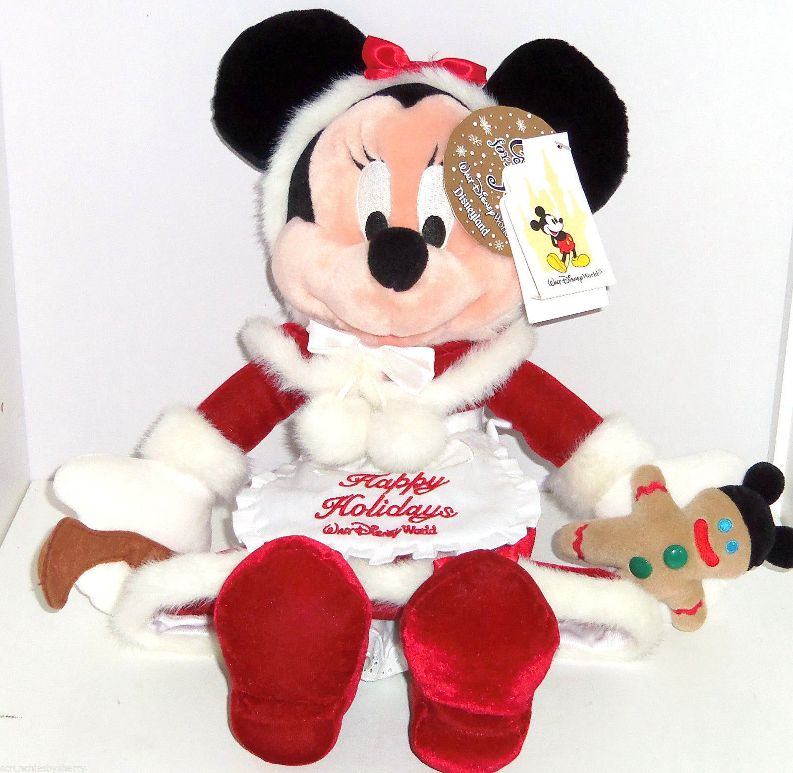 Primary image for Walt Disney World Minnie Mouse Plush Mrs Claus Christmas Red Velvet Dress Toy