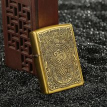 Brass Embossed Chinese Scroll Flint Lighter - $19.50