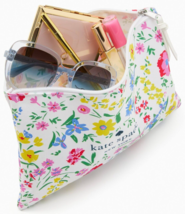 Kate Spade New England Floral Pouch White Canvas Zipper NWT 11&quot;x8&quot; - £10.26 GBP