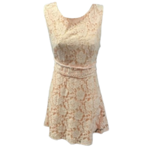 Forever 21 Womens A Line Dress Pink Peach Floral Lace Overlay Sleeveless L - £8.88 GBP