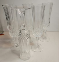 Elegant Crystal Champagne Flutes Cristal d&#39;Arques-LongChamp Set of 6 - £47.96 GBP