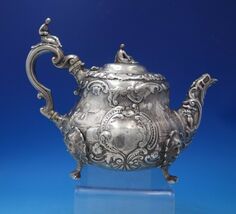 English Victorian Sterling Silver Tea Pot 3-D Finial Figural Japanesque ... - $54,621.07 MXN