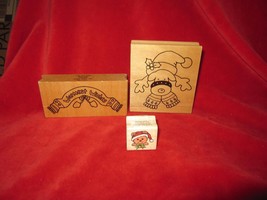 An item in the Crafts category: Christmas Stampin 3 Wood Rubber Stamps Reindeer,Christmas Bear, Scarf & Mittens