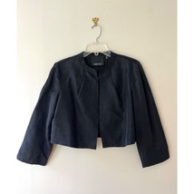 CARLISLE Couture Sz 12 Black Raw Silk Open Cropped Jacket Front Hook Lon... - €134,35 EUR