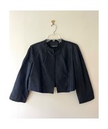 CARLISLE Couture Sz 12 Black Raw Silk Open Cropped Jacket Front Hook Lon... - €134,94 EUR