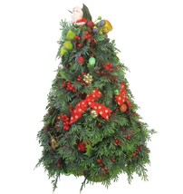 Vintage Tabletop Christmas Tree Holy Berry Fruit Decorated MCM Swiss Colony  18” - £27.16 GBP