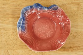 Vintage Colorful Art Pottery ROYAL COPLEY Pink &amp; Blue Ribbon Nut Candy Bowl - £19.87 GBP