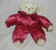 Russ Berrie Caress Soft Pets Cream Teddy Bear Stuffed Plush Red Satin #440 11&quot; - £54.50 GBP