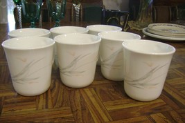 Vintage Corning FLORAL WISP 3.5&quot; Tea/Coffee Mugs Cups Lot of 7 Disc Pattern USA - £28.16 GBP