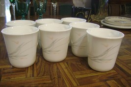 Vintage Corning FLORAL WISP 3.5&quot; Tea/Coffee Mugs Cups Lot of 7 Disc Pattern USA - £27.07 GBP