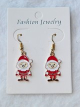 Xmas In July!! Gold Santa 1&quot; Dangle Earrings Crystal Rhinestone Nose Reduced!! - £2.26 GBP