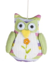 Plush Owl Ornament From Ganz - Orange Flower - $7.99